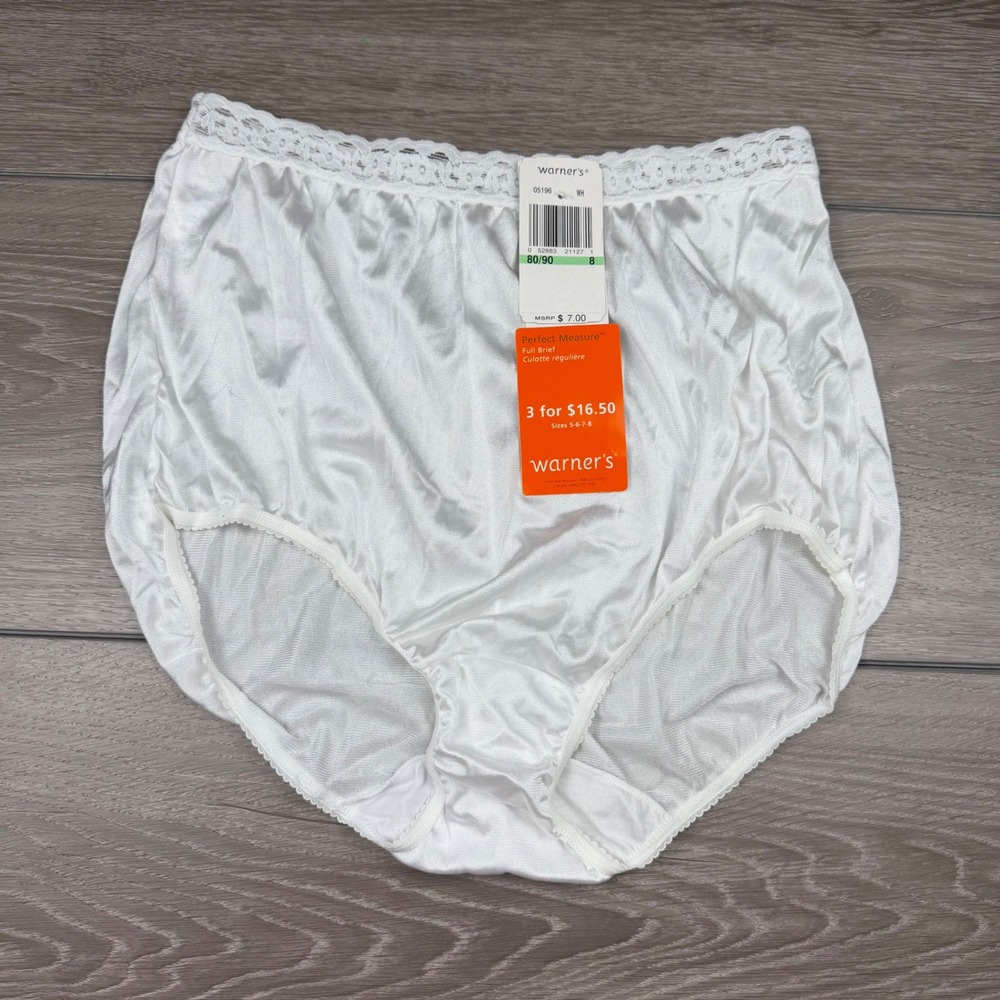 Warner's Womens‎ Full Brief Panties Lace Trim Perfect Measure White Size 8 New